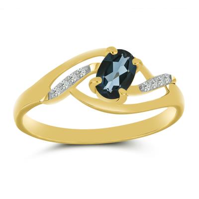 BUY 14K GOLD WITH NATURAL LONDON BLUE TOPAZ GEMSTONE RING